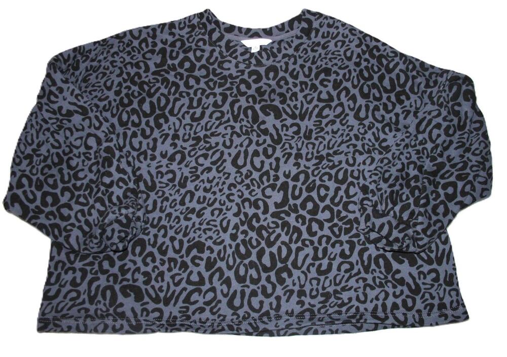Time And Tru Shirt Girls M (8-10) Gray Animal Print Long Sleeve Pullover